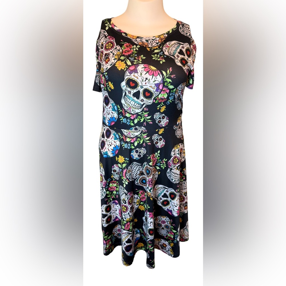 Fensace Sugar Skull Fit & Flare Dress – Size XL 💀💀